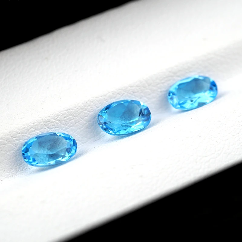 

Natural Gemstones Swiss Blue Topaz Stone November Birthstone Oval Loose Gem Necklace Inlaid Manufacturers Wholesale