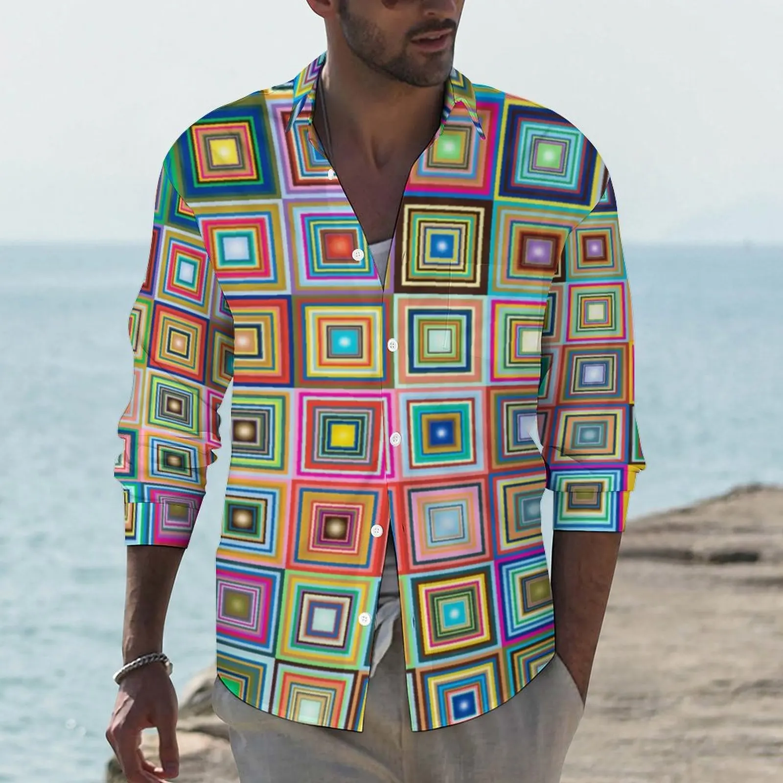 Fun Colorful Patchwork Shirt Retro Tiles Print Casual Shirts Long Sleeve Custom Funny Blouses Autumn Vintage Oversized Tops
Fun Colorful Patchwork Shirt Retro Tiles Print Casual Shirts Long Sleeve Custom Funny Blouses Autumn Vintage Oversized Tops