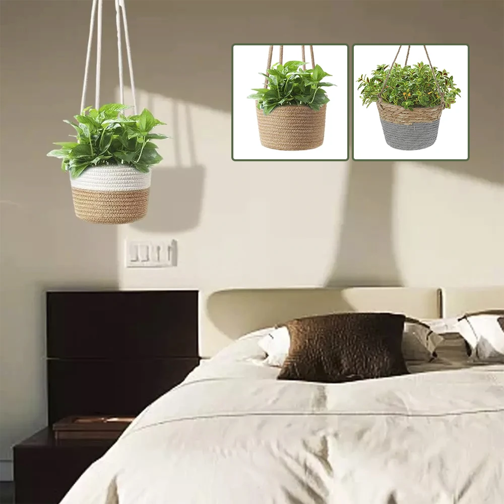 Садовая плетеная корзина для растений, декоративный подвесной держатель для цветочных Горшков
Садовая плетеная корзина для растений, декоративный подвесной держатель для цветочных Горшков