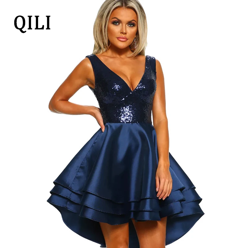 QILI Flash Sequined Women Dress Sexy V Neck Sleeveless Patchwork Ruffles Asymmetrical Mini Dresses Elegant Party Dress Female
QILI Flash Sequined Women Dress Sexy V Neck Sleeveless Patchwork Ruffles Asymmetrical Mini Dresses Elegant Party Dress Female