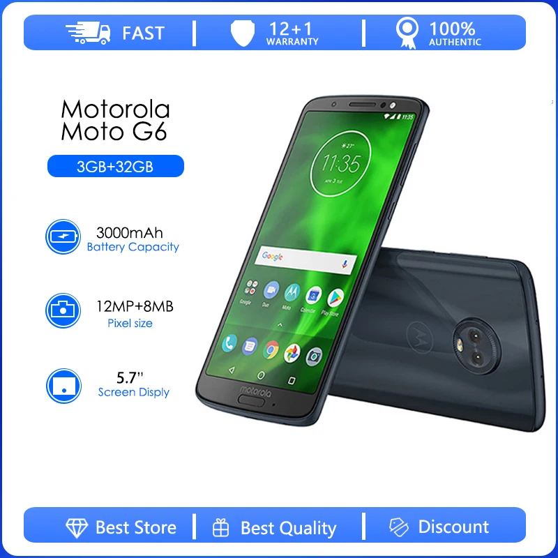 Motorola Moto G6 1S XT1925 Refurbished-Original Unlocked 12MP 1080p Phone 3GB RAM 32GB ROM 5.7' 4G LTE refurbished Android Phone
Motorola Moto G6 1S XT1925 Refurbished-Original Unlocked 12MP 1080p Phone 3GB RAM 32GB ROM 5.7' 4G LTE refurbished Android Phone