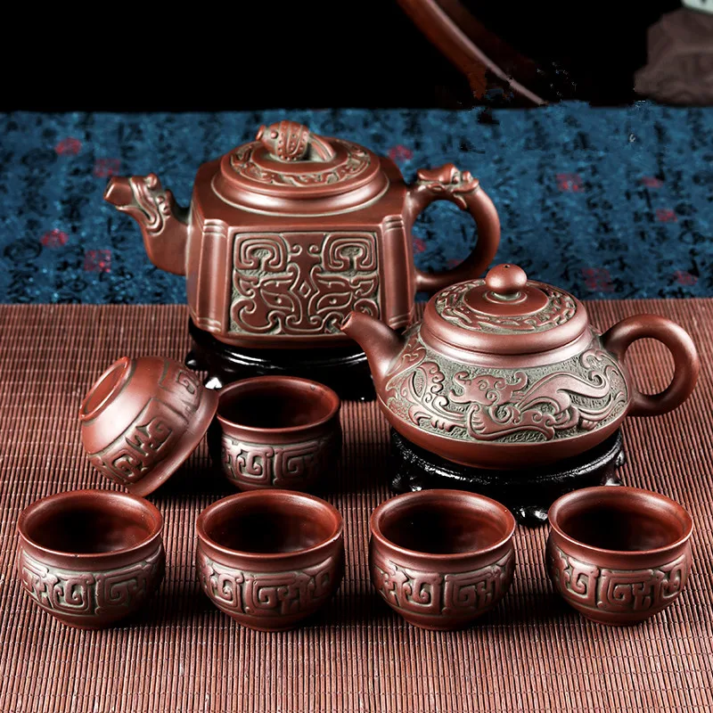 

Yixing Retro Bronze Zisha Pot Large Raw Ore Clay Teapot Ceramic Large Capacity Kettle Kungfu Flower Tea Pot Chinese Tea Set