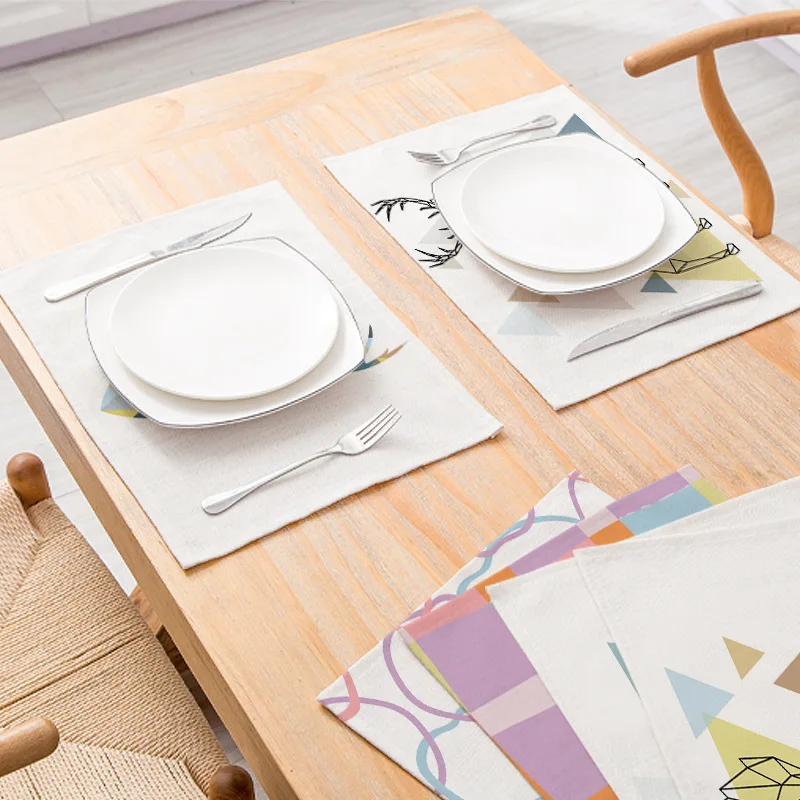 32x42cm Colorful Geometric Linen Placemat For Table Drink Cup Coaster Heat Resistant Dining Tables Mat Kitchen Accessories
32x42cm Colorful Geometric Linen Placemat For Table Drink Cup Coaster Heat Resistant Dining Tables Mat Kitchen Accessories