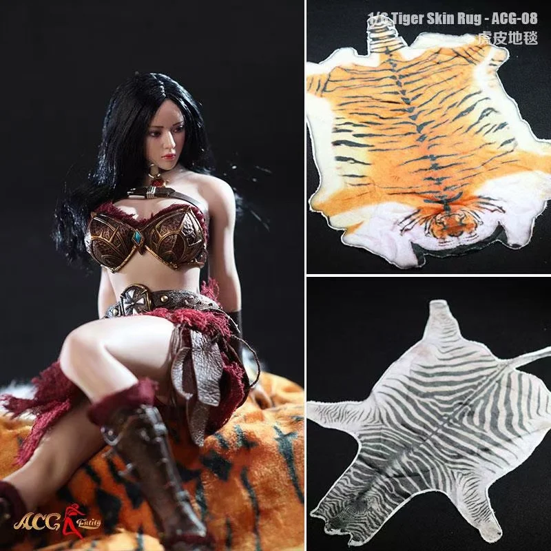 

1/6 Scale Scene Accessories Simulation Carpet Tiger Skin Carpet Cowhide for TBLeague PH 12 inch Action Figures Body Model