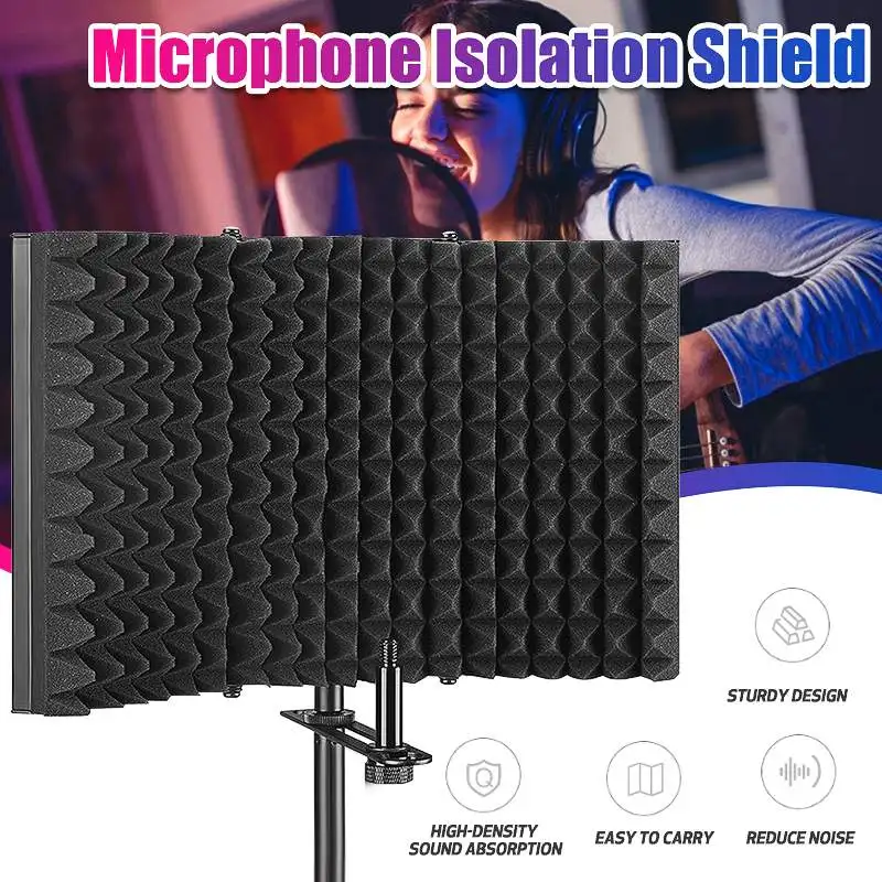 3Panel Professional Foldable Microphone Isolation Shield Wind Screen High-Density Absorbing Sponge Panel for Recording Studio
3Panel Professional Foldable Microphone Isolation Shield Wind Screen High-Density Absorbing Sponge Panel for Recording Studio