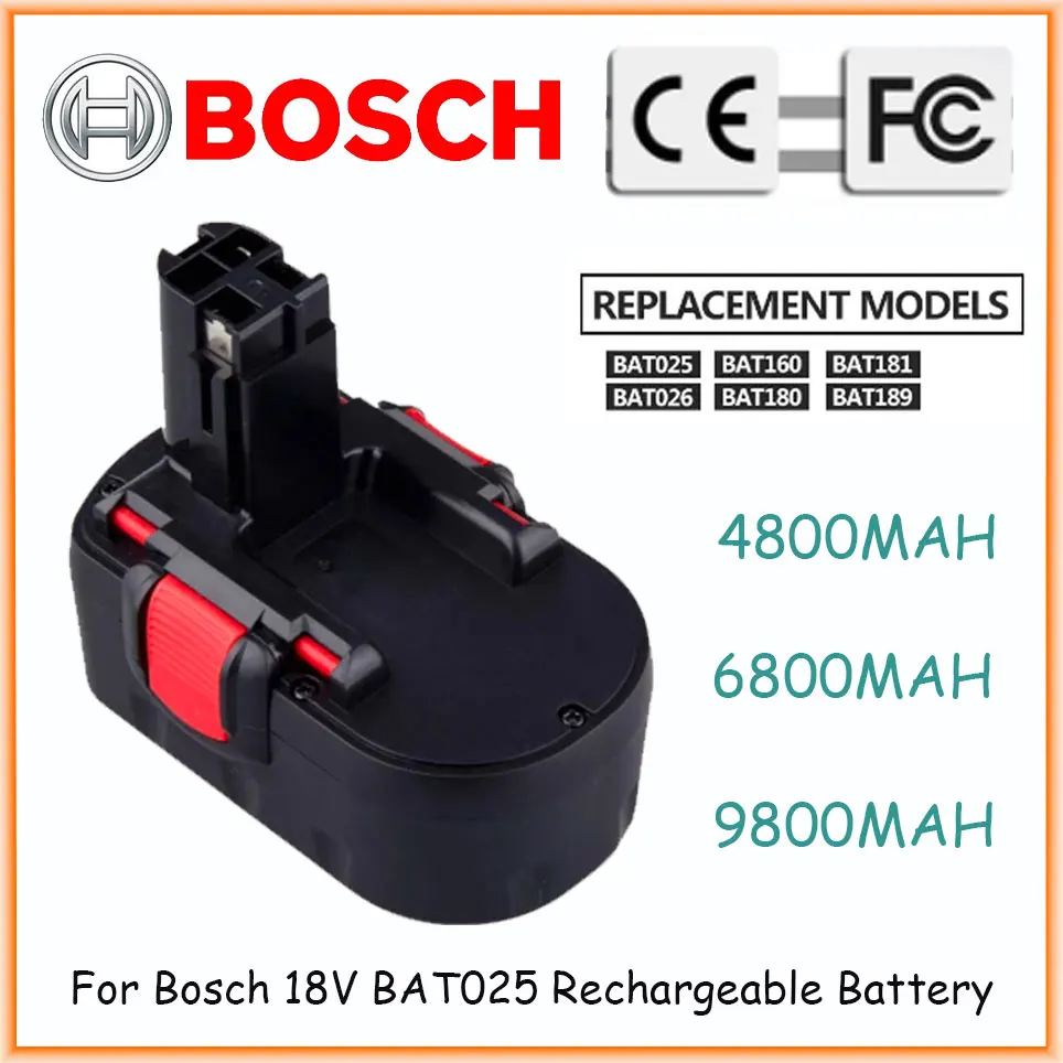 Bosch 18V 6.8Ah Ni-MH Remplacement Battery pour BoschBAT025 BAT026 BAT160 2607335277 2607335535 2607335735 PSR18 VE-2 GSR18 VE-2
Bosch 18V 6.8Ah Ni-MH Remplacement Battery pour BoschBAT025 BAT026 BAT160 2607335277 2607335535 2607335735 PSR18 VE-2 GSR18 VE-2