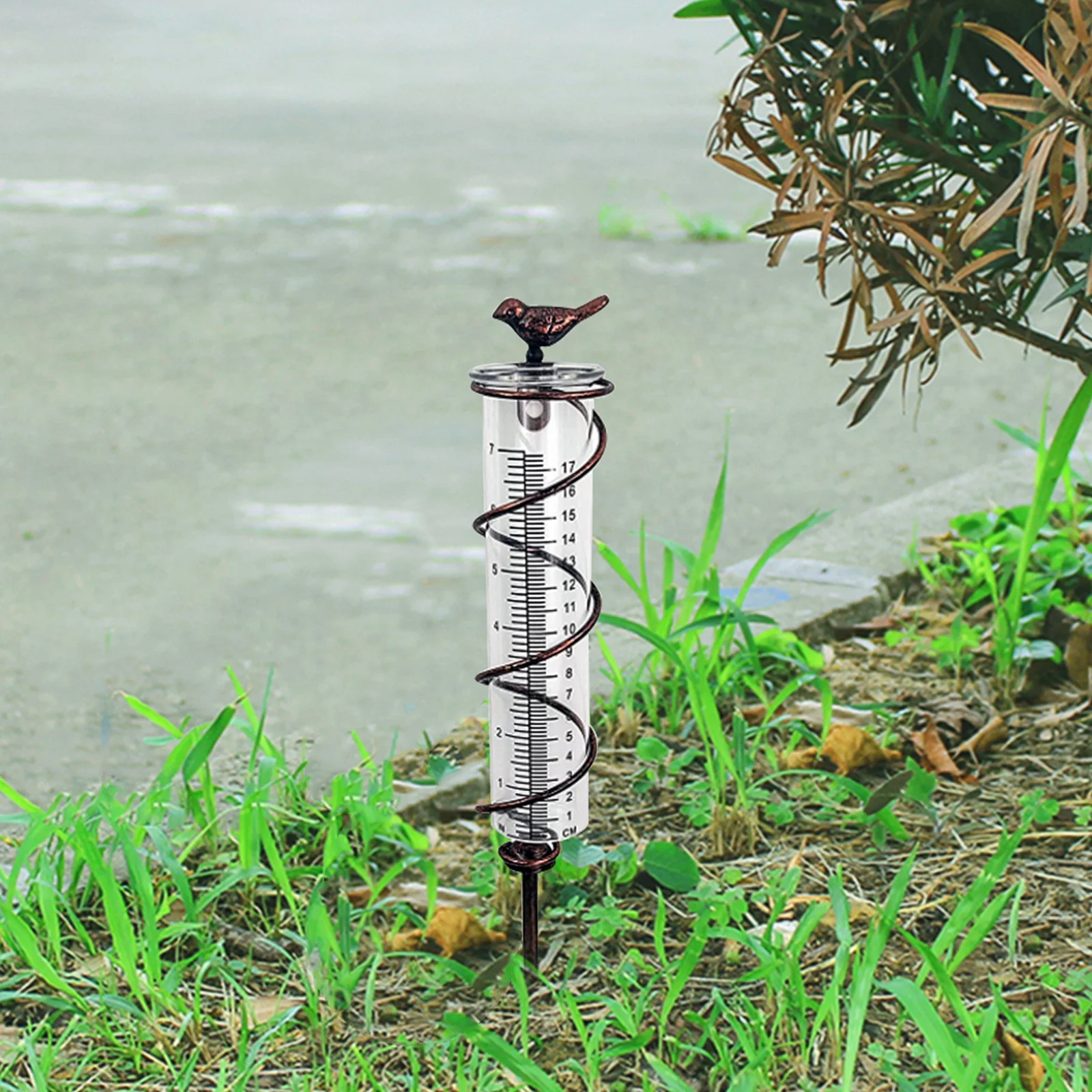 Spiral Rain Gauge with Scale with Little Bird Decor Waterproof Rustproof Metal Rain Gauge Garden Water Rain Measurement
Spiral Rain Gauge with Scale with Little Bird Decor Waterproof Rustproof Metal Rain Gauge Garden Water Rain Measurement