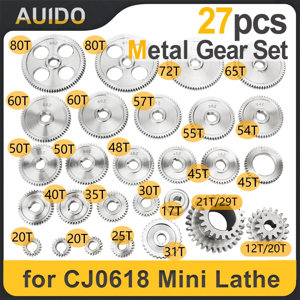 27 шт., комплект металлических шестерен для мини-токарного станка CJ0618, синхронное колесо, шестерня подачи, шпиндель, дуплексная шестерня, набор сменных шестерен, метрическая и имперская
27 шт., комплект металлических шестерен для мини-токарного станка CJ0618, синхронное колесо, шестерня подачи, шпиндель, дуплексная шестерня, набор сменных шестерен, метрическая и имперская