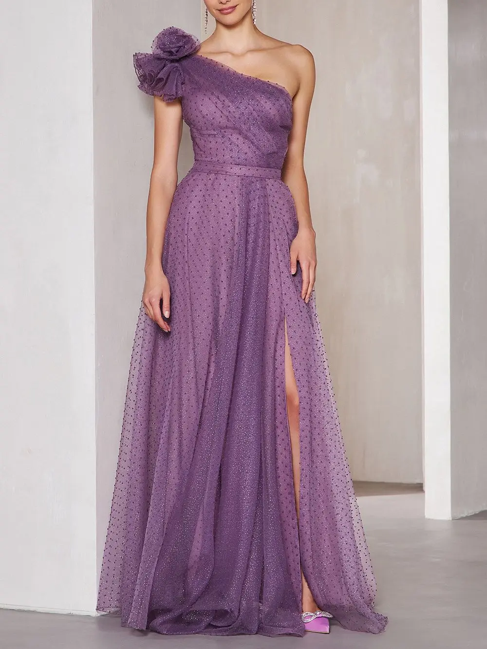 Women's One Shoulder Prom Dresses Glitter Tulle Pleated with Belt Shoulder Appliques High Split A Dress Formal Occasion Gowns
Women's One Shoulder Prom Dresses Glitter Tulle Pleated with Belt Shoulder Appliques High Split A Dress Formal Occasion Gowns