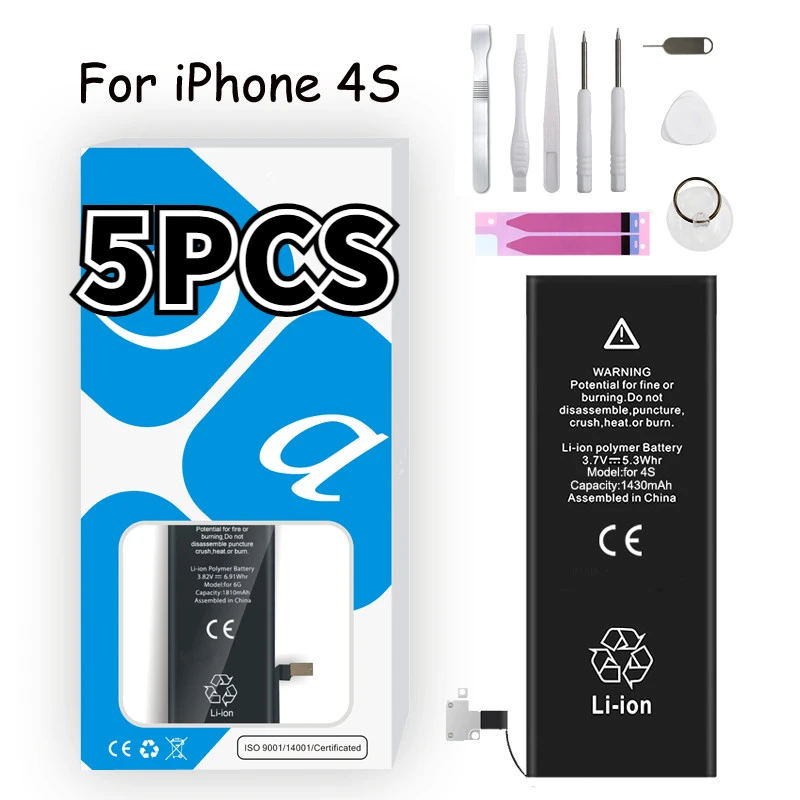 Battery for IPhone 4S 4GS IPhone4S IPhone4GS 1430mAh Phone Accessory Free Repair Tools Kit Sticker Replacement Bateria
Battery for IPhone 4S 4GS IPhone4S IPhone4GS 1430mAh Phone Accessory Free Repair Tools Kit Sticker Replacement Bateria