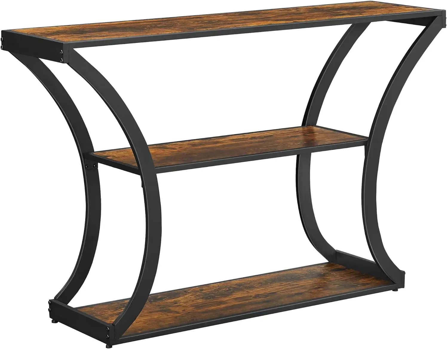 Table with Curved Frames and 2 Open Shelves, for Hallway Entryway Living Room, Rustic Brown + Black, 11.8 X 47.2 x 31.5 Inches S
Table with Curved Frames and 2 Open Shelves, for Hallway Entryway Living Room, Rustic Brown + Black, 11.8 X 47.2 x 31.5 Inches S