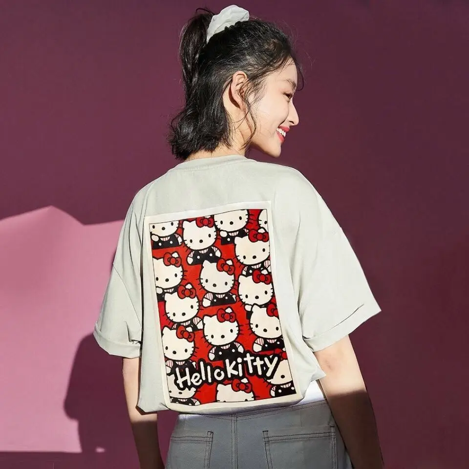 Kawaii Hello Kitty T-Shirt Short Sleeve Spring and Summer Loose Bottoming Shirts Western Style Tops Women Trendy T-Shirts Sanrio
Kawaii Hello Kitty T-Shirt Short Sleeve Spring and Summer Loose Bottoming Shirts Western Style Tops Women Trendy T-Shirts Sanrio