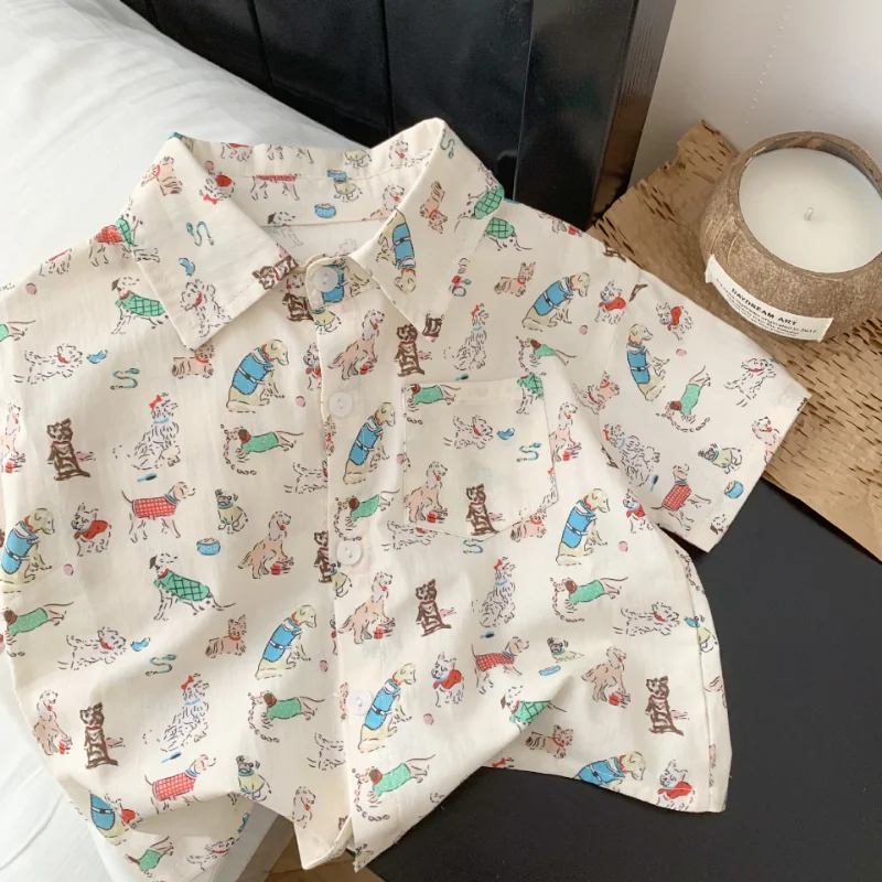 2023 Summer Kids cartoon dogs printed shirts Boys lapel collar short sleeve loose shirt cotton Tops
2023 Summer Kids cartoon dogs printed shirts Boys lapel collar short sleeve loose shirt cotton Tops