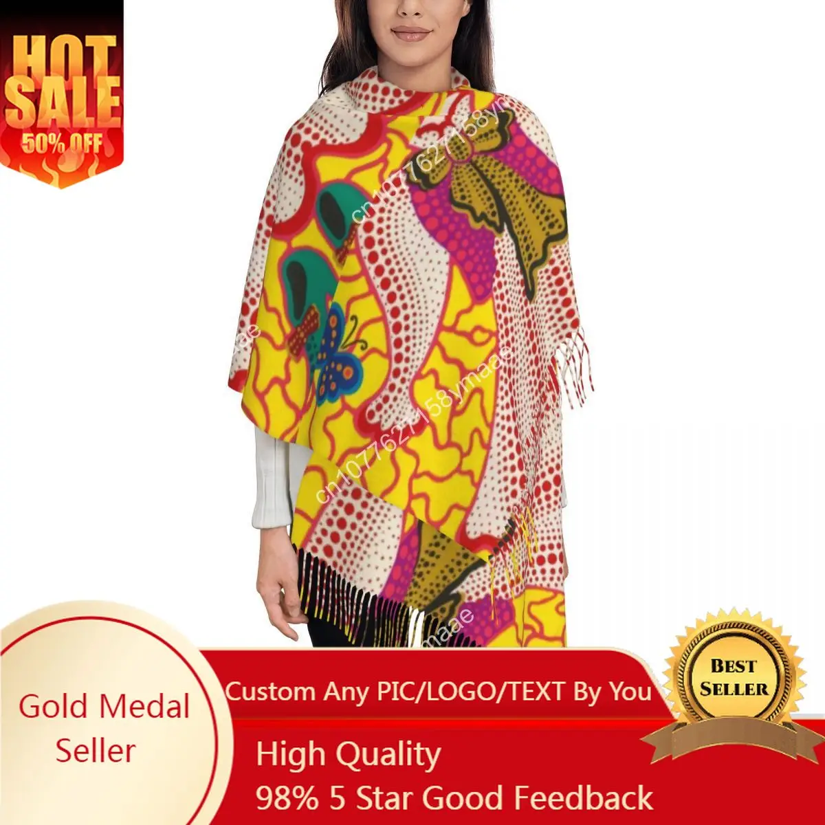 Custom Egypt Women's Scarf With Tassel Yayoi Kusama Art Long Winter Warm Shawl Wrap Mystery Daily Wear Pashmina Scarves
Custom Egypt Women's Scarf With Tassel Yayoi Kusama Art Long Winter Warm Shawl Wrap Mystery Daily Wear Pashmina Scarves