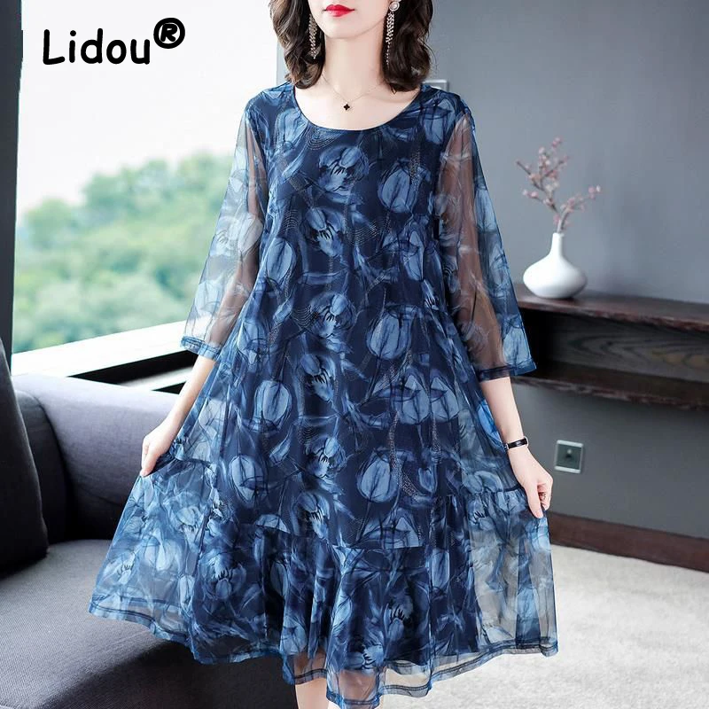 Vintage Floral Print Ruffle Mesh Party Dresses for Women 2023 Summer Fashion O Neck 3/4 Sleeve Loose Midi Dress Elegante Vestido
Vintage Floral Print Ruffle Mesh Party Dresses for Women 2023 Summer Fashion O Neck 3/4 Sleeve Loose Midi Dress Elegante Vestido