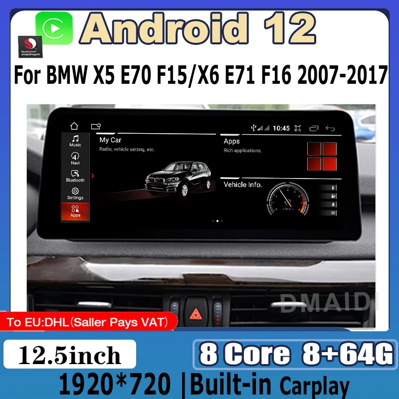8+64G Android 12 For BMW X5 E70 F15 X6 E71 F16 2007-2017 Car Multimedia Player GPS Navigation Stereo Carplay Screen CIC NBT
8+64G Android 12 For BMW X5 E70 F15 X6 E71 F16 2007-2017 Car Multimedia Player GPS Navigation Stereo Carplay Screen CIC NBT