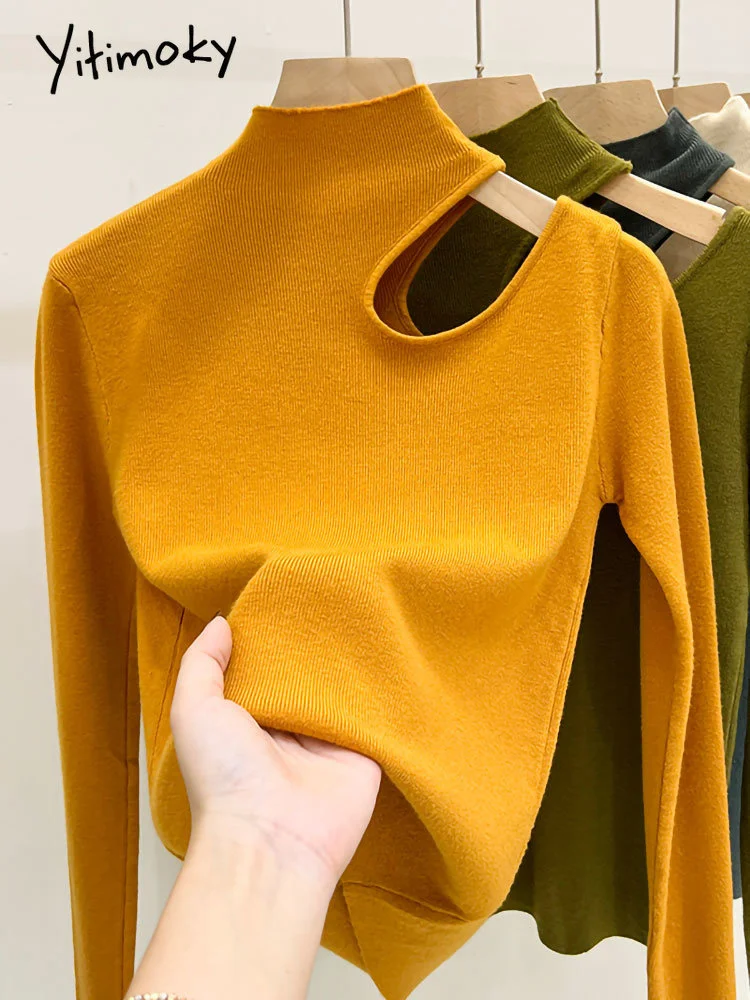 Yitimoky Mock Neck Sweater for Women Fall Winter 2022 New Hollow Out Elegant Pullovers Korean Fashion Ladies Slim Solid Jumpers 
Yitimoky Mock Neck Sweater for Women Fall Winter 2022 New Hollow Out Elegant Pullovers Korean Fashion Ladies Slim Solid Jumpers