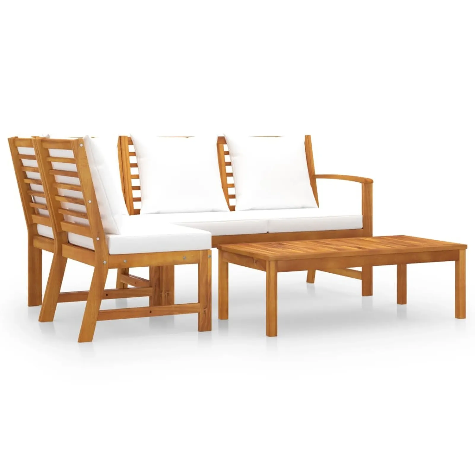 4 Piece Garden Lounge Set with Cushion Cream Solid Acacia Wood 
4 Piece Garden Lounge Set with Cushion Cream Solid Acacia Wood