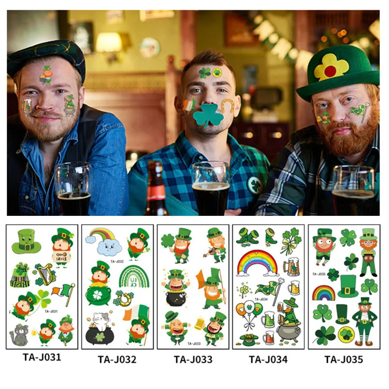Irish Shamrock Temporary Tattoo Sticker Children's Cartoon Face Party Stickers Patrick's Day Waterproof Leaies Temporary Tattoos
Irish Shamrock Temporary Tattoo Sticker Children's Cartoon Face Party Stickers Patrick's Day Waterproof Leaies Temporary Tattoos
