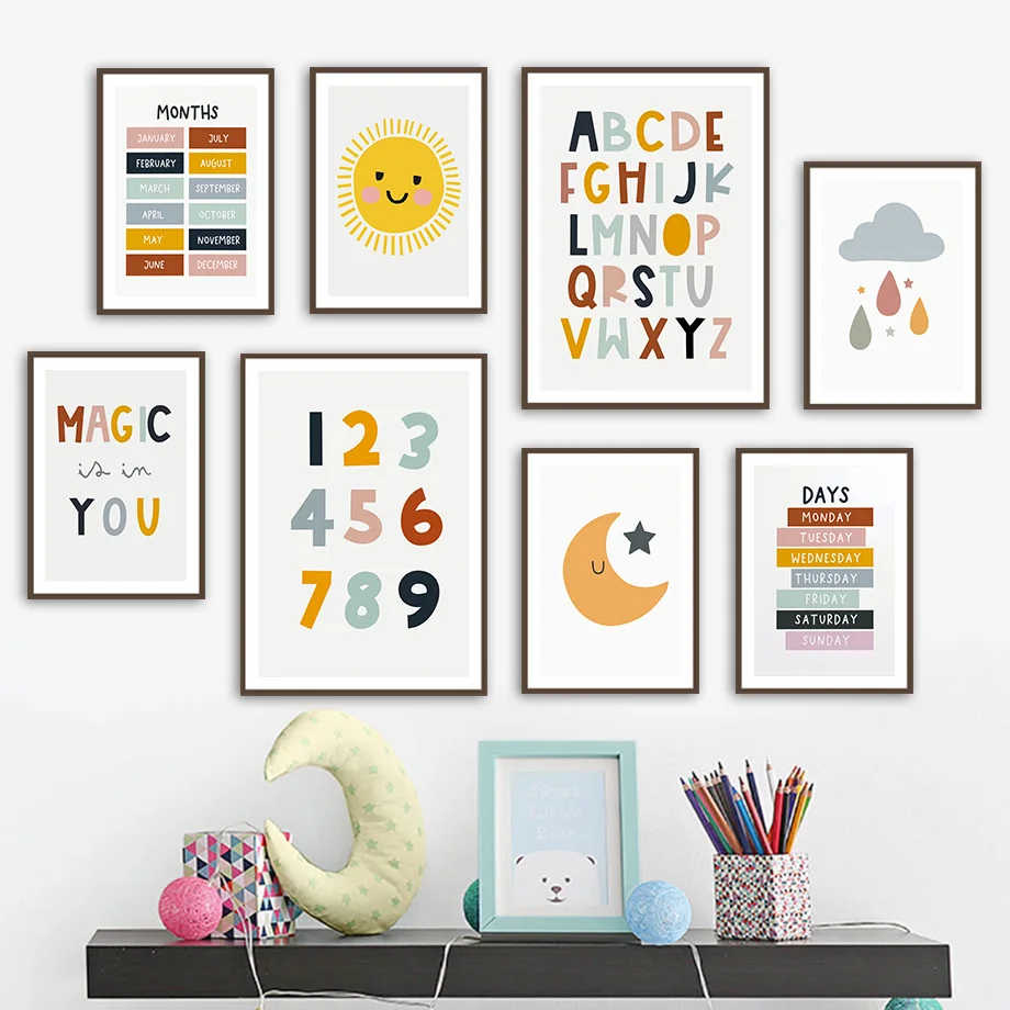 Alphabet Number Shape Sun Moon Nursery Cartoon Wall Art Canvas Painting Nordic Posters And Prints Wall Pictures Kids Room Decor
Alphabet Number Shape Sun Moon Nursery Cartoon Wall Art Canvas Painting Nordic Posters And Prints Wall Pictures Kids Room Decor