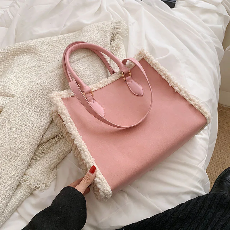 2022 Plush Edge Tote Bags for Women Large Capacity Casual Handbags Female Sac A Main Femme Contrasting Colors Shoulder Bag
2022 Plush Edge Tote Bags for Women Large Capacity Casual Handbags Female Sac A Main Femme Contrasting Colors Shoulder Bag