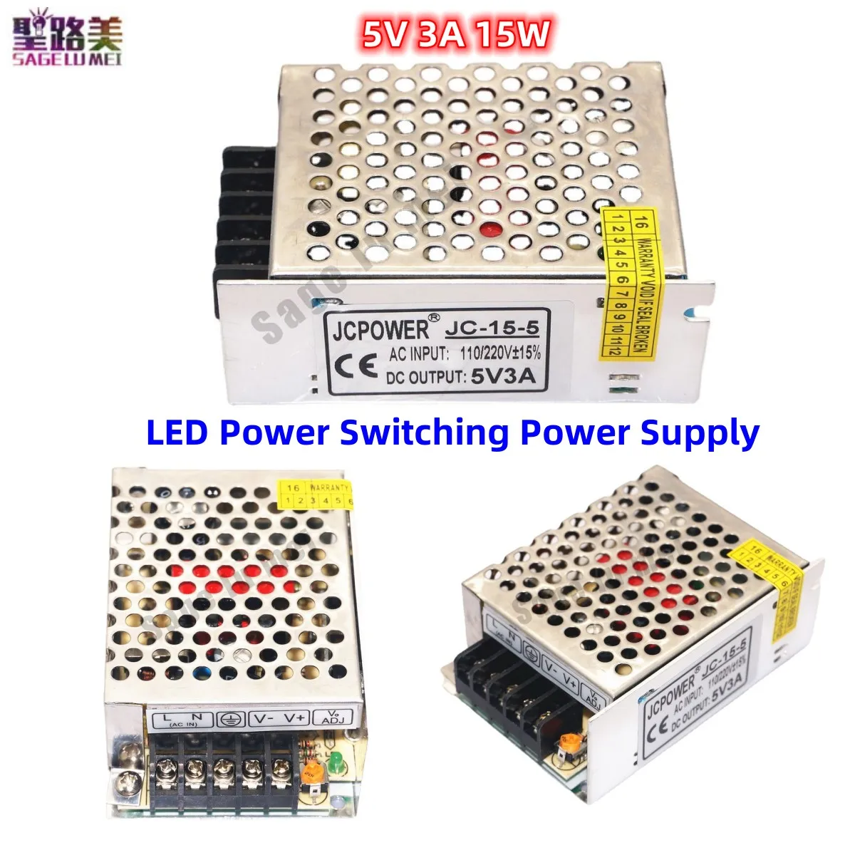 

1PCS 5V 3A 15W LED Power Switching Power Supply Adapter Lighting Transformer Input AC100V-240V Universal Regulated LED Driver
