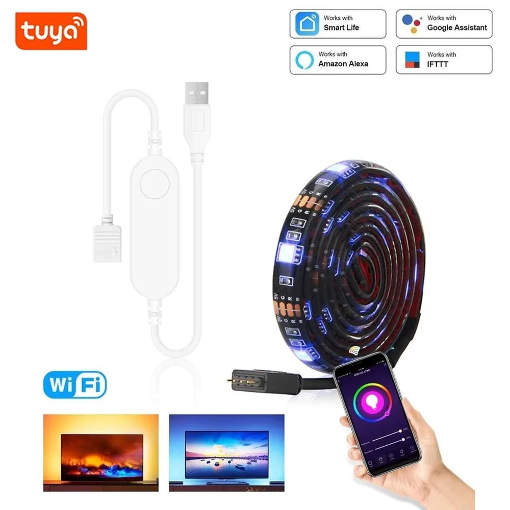 5v USB LED light strip bedroom Flexible waterproof Tuya WIFI smart colorful APP 5050 RGB lights strips led lighting blacklight
5v USB LED light strip bedroom Flexible waterproof Tuya WIFI smart colorful APP 5050 RGB lights strips led lighting blacklight