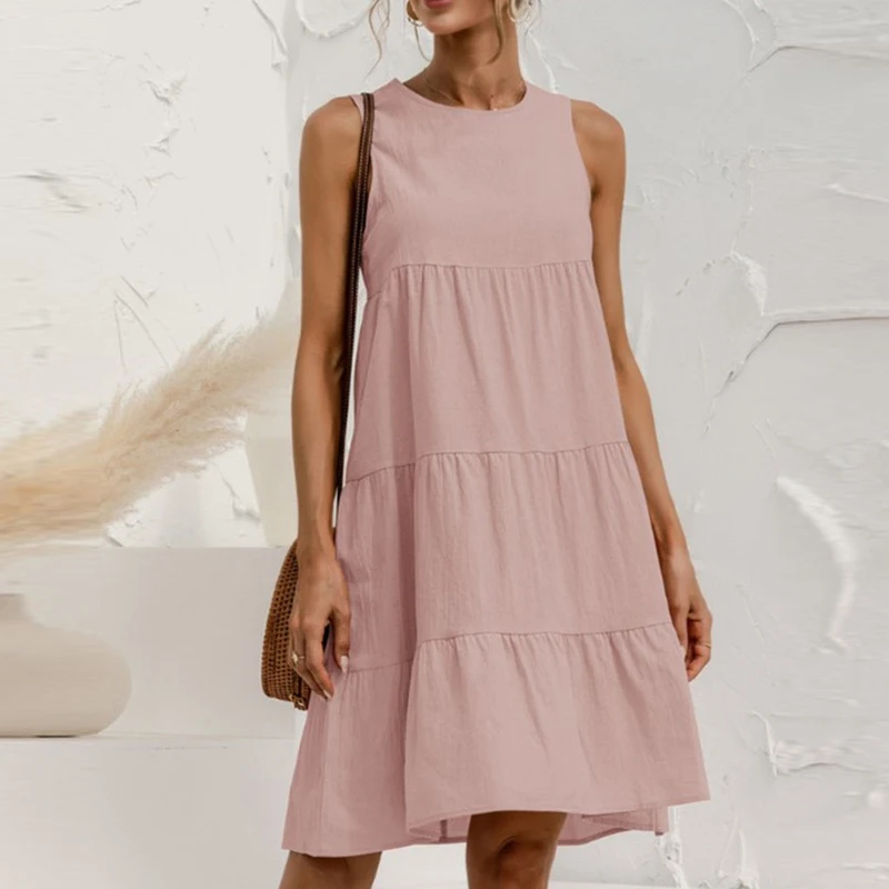 Spring Summer Simple Dress Women O Neck Sleeveless Midi Dress Casual Loose Black Mujer Vestidos Street Wear Beach Dress New 2022
Spring Summer Simple Dress Women O Neck Sleeveless Midi Dress Casual Loose Black Mujer Vestidos Street Wear Beach Dress New 2022