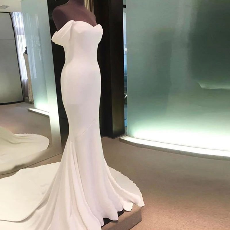 Elegant Simple Wedding Dresses Mermaid Soft Satin 2023 White Ivory Bridal Gowns Off The Shouldr Spandex Marriage Noiva
Elegant Simple Wedding Dresses Mermaid Soft Satin 2023 White Ivory Bridal Gowns Off The Shouldr Spandex Marriage Noiva