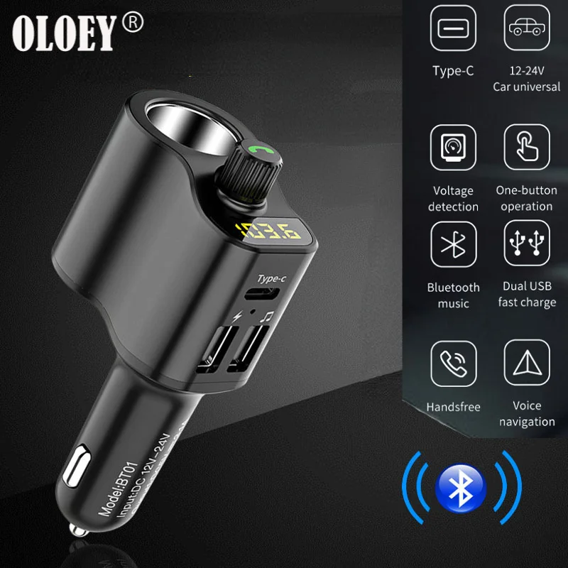 Bluetooth FM Transmitter Car-Charger Handsfree Music Player kit Dual USB Car 3.1A WIth Cigarette Lighter Socket Splitter Plug
Bluetooth FM Transmitter Car-Charger Handsfree Music Player kit Dual USB Car 3.1A WIth Cigarette Lighter Socket Splitter Plug