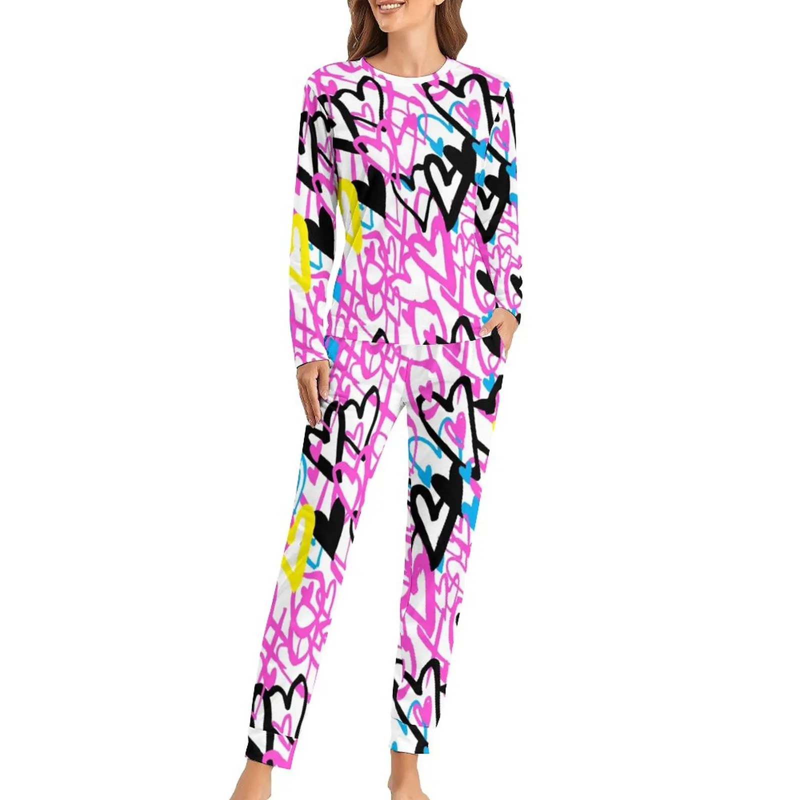Nordic Lines Print Pajamas Graffiti Hearts Sleep Oversized Sleepwear Lady Long-Sleeve Print Trendy Home Suit
Nordic Lines Print Pajamas Graffiti Hearts Sleep Oversized Sleepwear Lady Long-Sleeve Print Trendy Home Suit