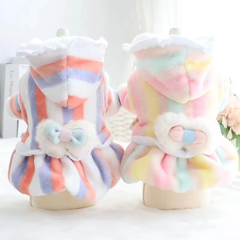 Dog Dresses for Small Dogs Fashion Colorful Striped Princess Skirt Autumn Winter Plush Coat Kitten Puppy Clothes Chihuahua Pug
Dog Dresses for Small Dogs Fashion Colorful Striped Princess Skirt Autumn Winter Plush Coat Kitten Puppy Clothes Chihuahua Pug