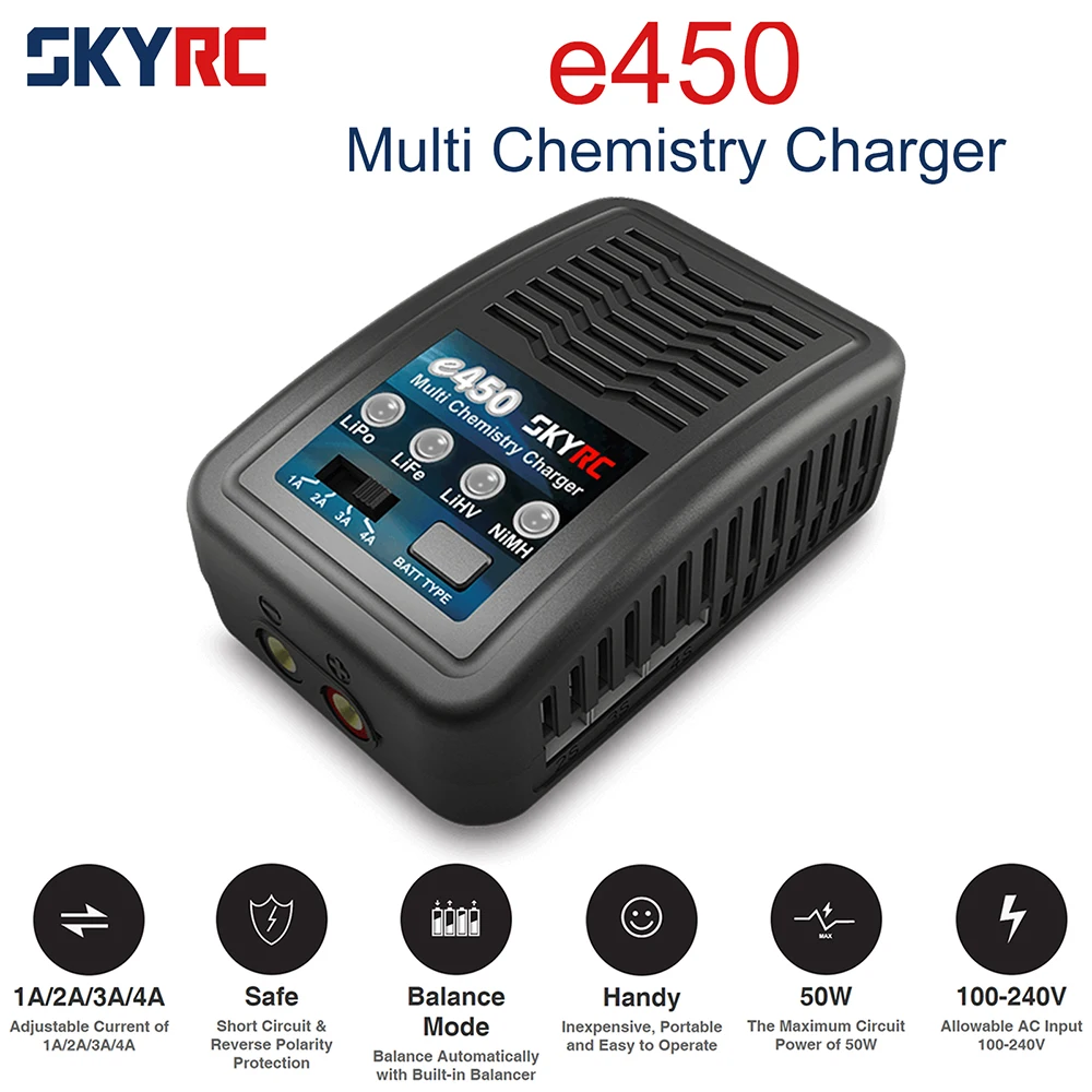 Многохимическое зарядное устройство SKYRC e450 50 Вт 4A для никель-металлогидридных