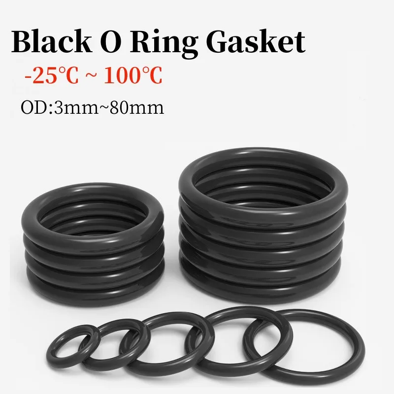 50Pcs Black O Ring Gasket CS1/1.5/2mm OD3mm~80mm NBR Automobile Nitrile Rubber Round O Type Corrosion Oil Resist Sealing Washer
50Pcs Black O Ring Gasket CS1/1.5/2mm OD3mm~80mm NBR Automobile Nitrile Rubber Round O Type Corrosion Oil Resist Sealing Washer