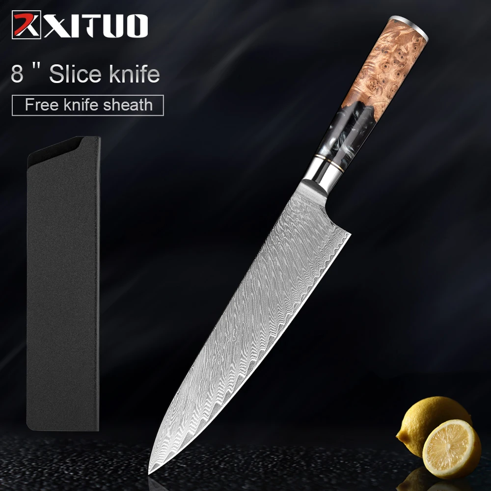 

XITUO Super Sharp 67-layer Damascus Steel 8 Inch Chef Knife Black Resin Handle Cutting Meat Vegetable Kitchen Knives Best Choice