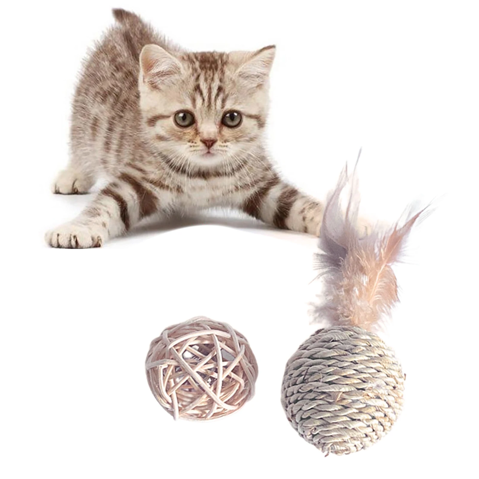 Cat Kitten Rattan And Cotton Rope Ball Cat Toys Pet Ball With Feather Cats Training Ball Interactive Game Pet Products
Cat Kitten Rattan And Cotton Rope Ball Cat Toys Pet Ball With Feather Cats Training Ball Interactive Game Pet Products