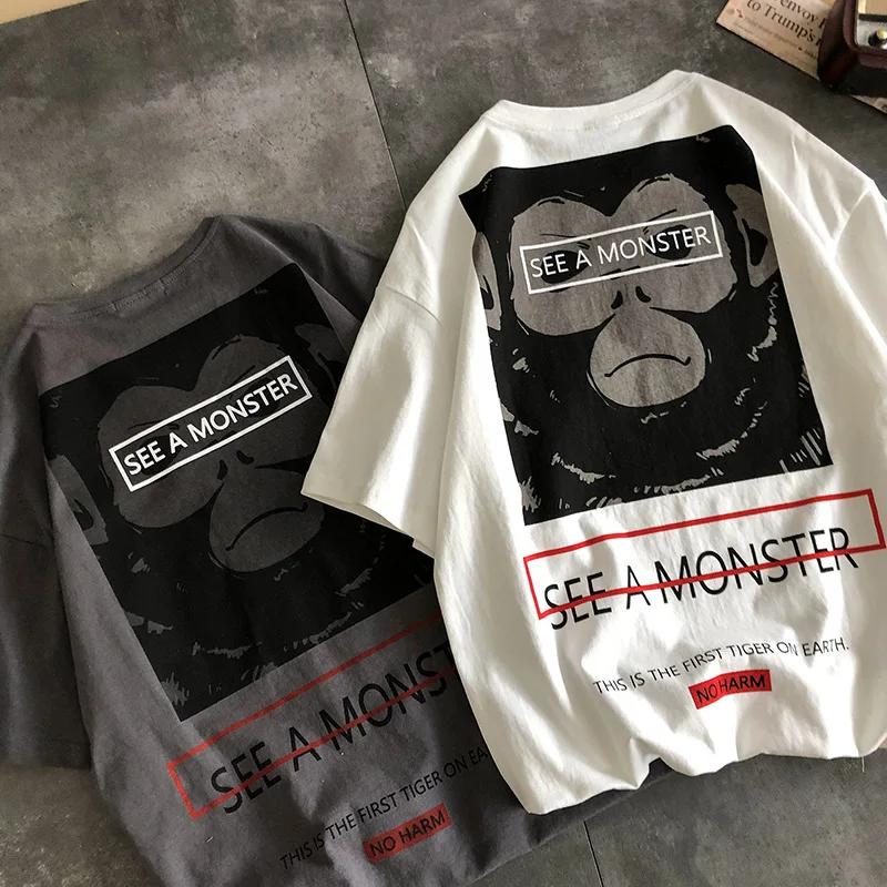 High Street Harajuku Mens T-shirt Hip-hop Funny Monkey Print Graphic T-shirt Japanese Style Streetwear Loose Half Sleeve Tops
High Street Harajuku Mens T-shirt Hip-hop Funny Monkey Print Graphic T-shirt Japanese Style Streetwear Loose Half Sleeve Tops