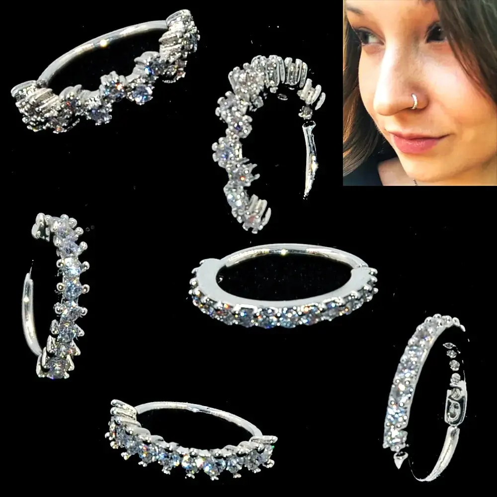 

Round Zircon Bendable Gem Ring Bendable Seamless Nose Ring Surgical Steel Crystal Ear Trague Cartilage Earring Piercing 1mm