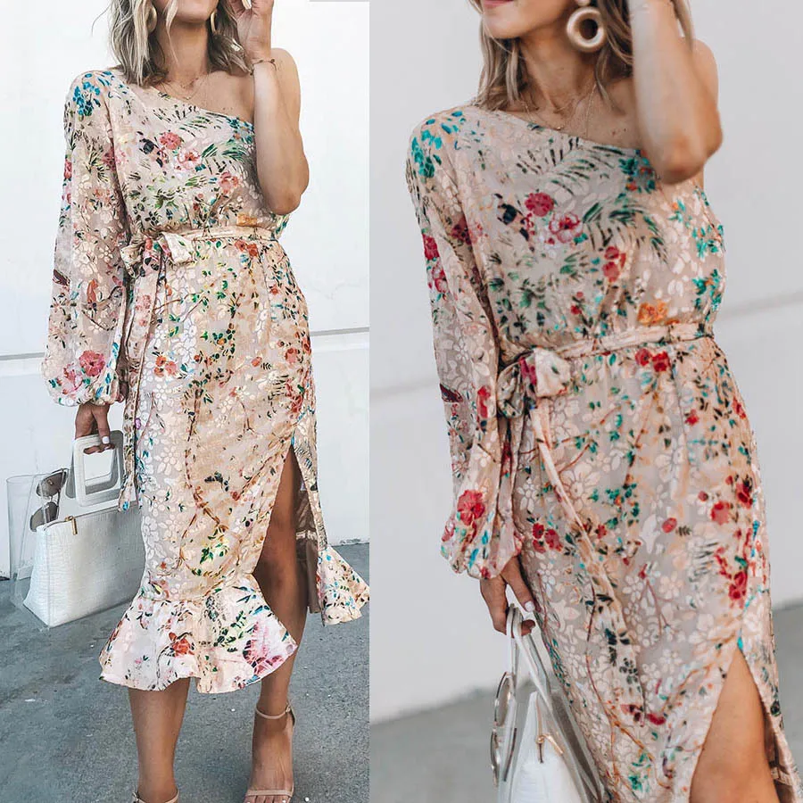 One Shoulder Floral Print Bodycon Dress Women One Sleeve Summer Dress 2022 Irregular Sexy Dresses
One Shoulder Floral Print Bodycon Dress Women One Sleeve Summer Dress 2022 Irregular Sexy Dresses