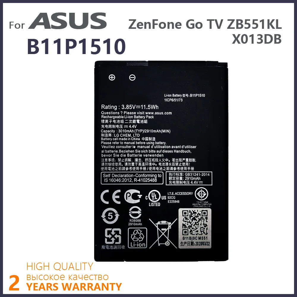 

100% Original 3010mAh B11P1510 Phone Battery For ASUS ZenFone Go TV ZB551KL X013DB High Quality Batteries With Tracking Number