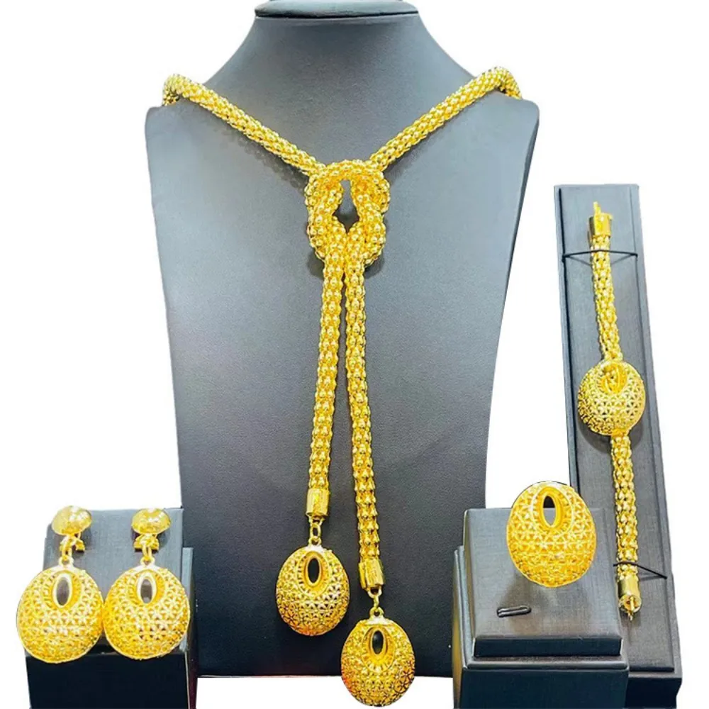 Luxury Long Chain Pendant Gold Plated Dubai Jewelry Sets For Women Nigeria Bridal Wedding Necklace Bracelet Earrings Ring
Luxury Long Chain Pendant Gold Plated Dubai Jewelry Sets For Women Nigeria Bridal Wedding Necklace Bracelet Earrings Ring