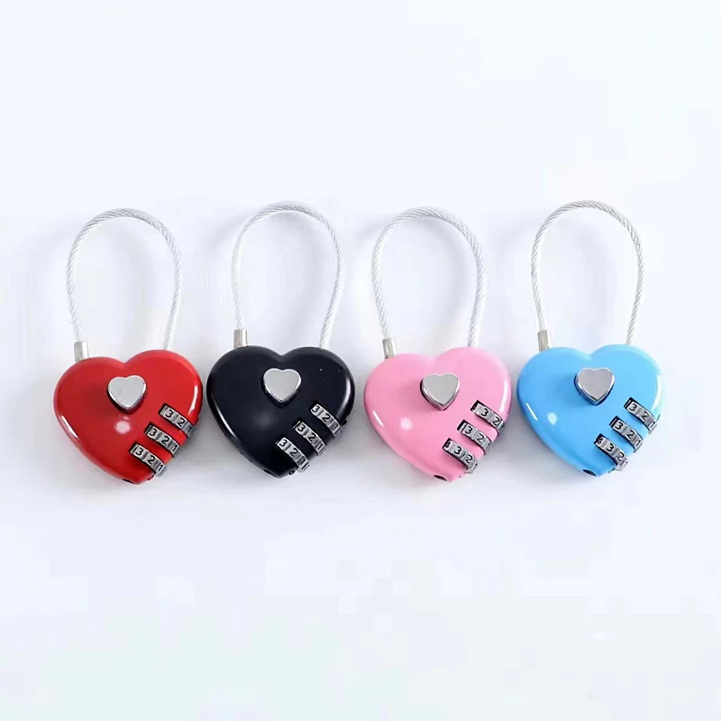 New Creative Heart-shaped Metal Luggage Locks Three Digits Combination Steel Wire Padlock Security Check Travel Bag Code Lock
New Creative Heart-shaped Metal Luggage Locks Three Digits Combination Steel Wire Padlock Security Check Travel Bag Code Lock