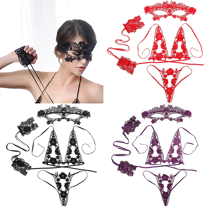 Women Sexy Lingerie Set 4Pcs Lace Mask + Sling Handcuffs Transparent Bra And Panty Set Hot Porno Flirting Underwear Sexy Bra Set
Women Sexy Lingerie Set 4Pcs Lace Mask + Sling Handcuffs Transparent Bra And Panty Set Hot Porno Flirting Underwear Sexy Bra Set