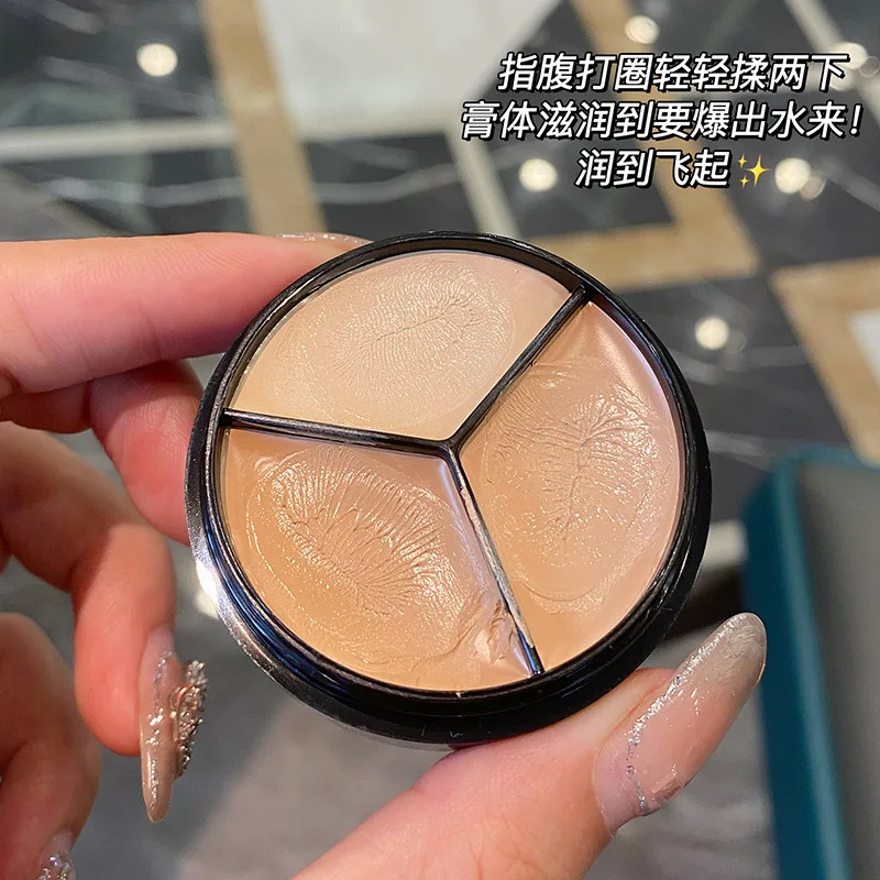 

3-Color Concealer Palette Long Lasting Cover Dark Circles Acne Pores Cream Shading Highlighter Moisturize Face Makeup Cometics