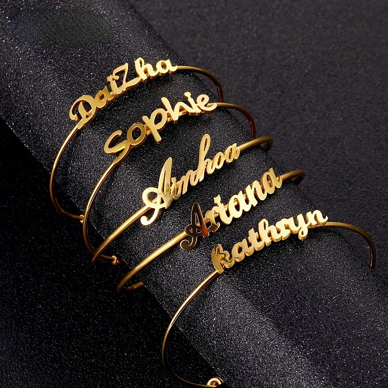Personalized Custom Name Bangles for Women Men Gold Stainless Steel Charms Open Cuff Bangle Jewelry 2020 Mujer Bijoux
Personalized Custom Name Bangles for Women Men Gold Stainless Steel Charms Open Cuff Bangle Jewelry 2020 Mujer Bijoux