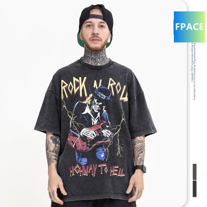 Men's Clothing Summer New Trendy Brand European and American Heavy Metal Rock Hip Hop Style Heavy Washing Short Sleeve T-shirt
Men's Clothing Summer New Trendy Brand European and American Heavy Metal Rock Hip Hop Style Heavy Washing Short Sleeve T-shirt