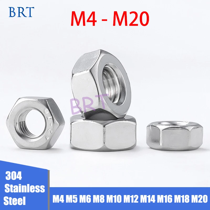 

1/3/10/20Pcs Left Threaded Nut M4 M5 M6 M8 M10 M12 M14 M16 M18 M20 Hexagon High Quality 304 Stainless Steel Hex Nuts DIN934