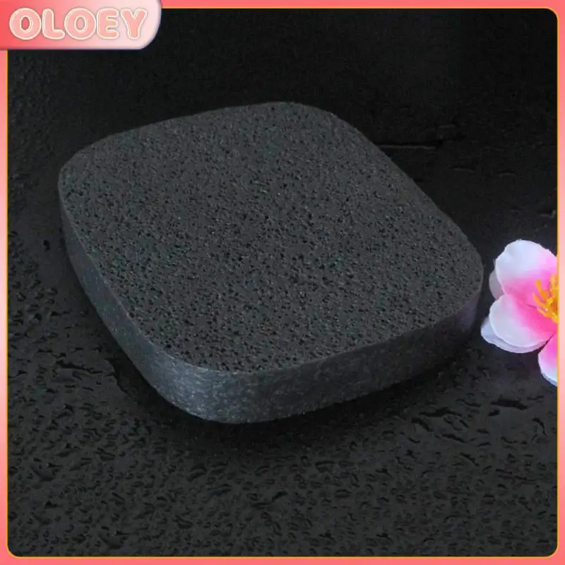 

1PC Pure natural black bamboo charcoal velvet wash face flutter sponge Wood Fiber cosmetic powder puff face delicate no residue