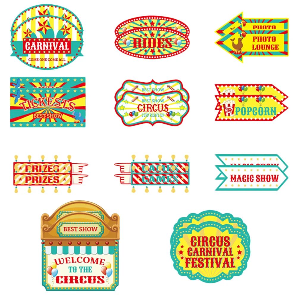 

22 Pcs Decorations Home Party Sign Carnival Welcome Decors Circus Signs Paper Supplies Backdrop for birthday