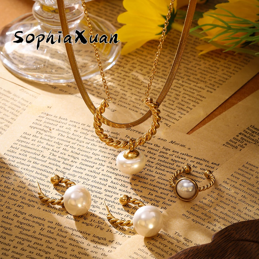 SophiaXuan Multilayered Necklace Earrings Set Pearl Simple Charm Fashion Snake Bone Chain Earrings Ring Set for Women 2023 New
SophiaXuan Multilayered Necklace Earrings Set Pearl Simple Charm Fashion Snake Bone Chain Earrings Ring Set for Women 2023 New